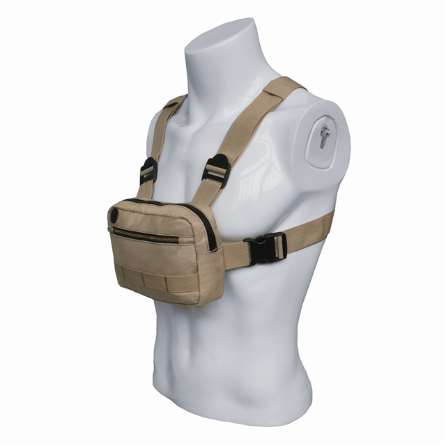 Khaki 1000D Nylon Tactical Military Chest Phone Rig Bag with Headphone ...